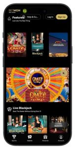 BetMGM Casino live dealer games including blackjack and roulette