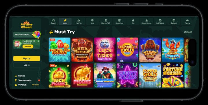 Fortune Wheelz casino games screenshot