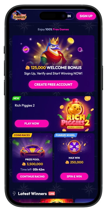 Funrize homepage screenshot