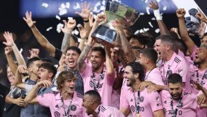 Inter Miami FC winning soccer cup
