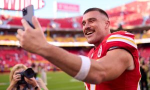 Travis Kelce taking a selfie for Instagram