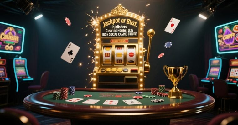 Casino Interior with Card Playing Table and Brightly Lit Slot-Style Machine