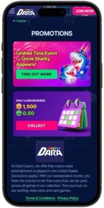 Dara Casino promotions on mobile device with new logo