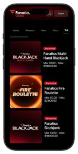 Fanatics Casino table games