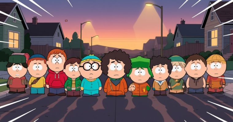 South Park Characters Stand Side by Side Outside
