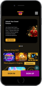 Grand Vault Casino home screen mobile