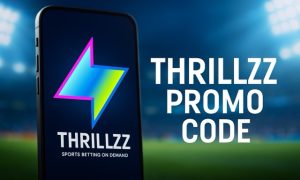 Thrillzz Promo Code featured image with neon lightning logo and dark gradient background.