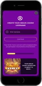Smiles Casino Sign-up Screenshot