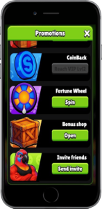 Sweep Jungle Casino promotions menu mobile
