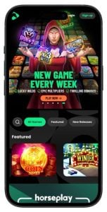 Horseplay main page showing Reveal Gaming options