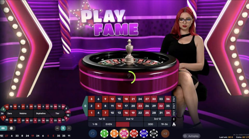 PlayFame Live Roulette Tournament Screen Grab