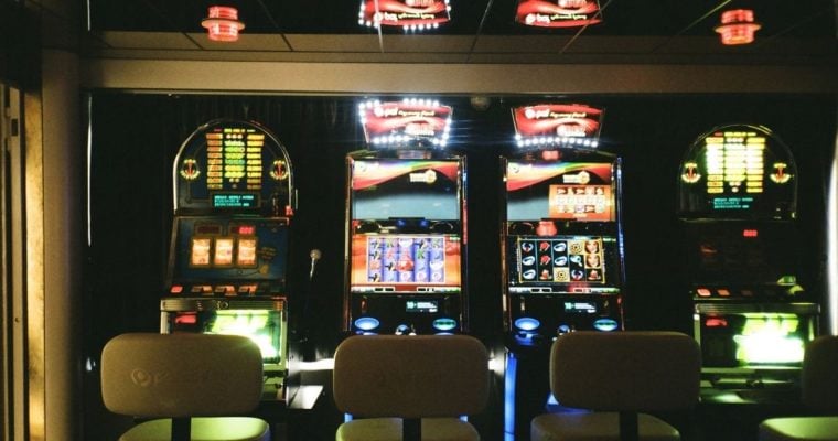 Vintage Photo Of Slot Machine Games Inside a Casino