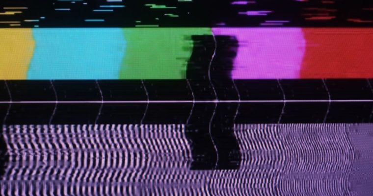 Colorful Image Displays Old Video Template. No Signal. Static TV Noise Concept