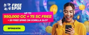 Free Spin New User Welcome Offer Promo Image with Woman