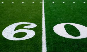 Green Grass on American Football Field Displays Number 60 to Represent the 2026 Super Bowl