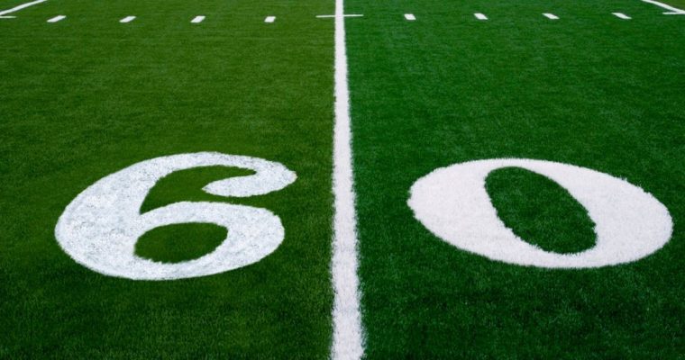Green Grass on American Football Field Displays Number 60 to Represent the 2026 Super Bowl