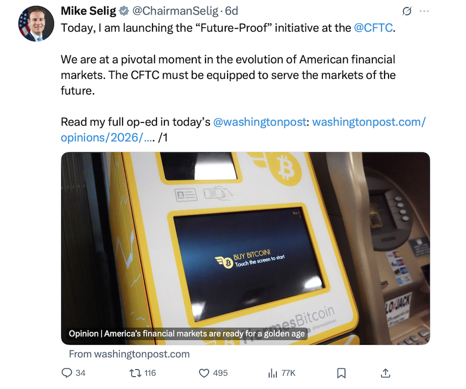Michael S. Selig Comments on Future Proofing CFTC on X