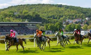 Professional US Horse Racing on A Sunny Day