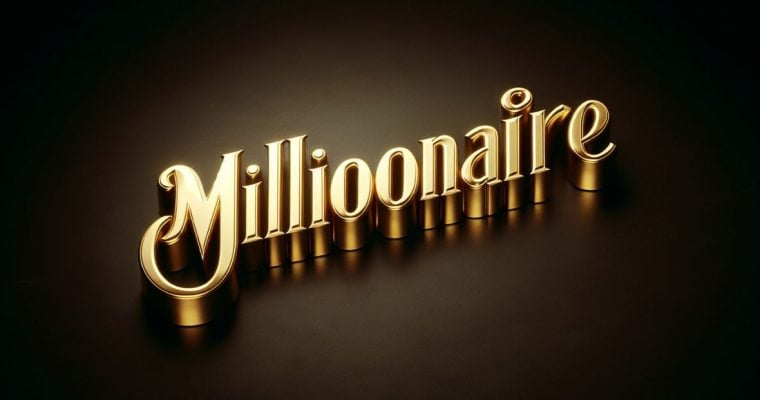 Gold 3D Letters Spell Millionaire On Solid Background
