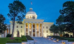 Blue Skies Seen Behind the Exterior of Alabama's State Capitol Building