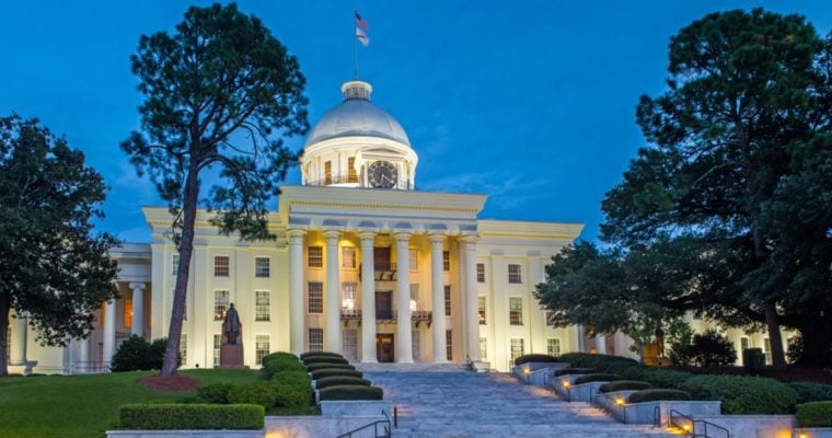 Blue Skies Seen Behind the Exterior of Alabama's State Capitol Building