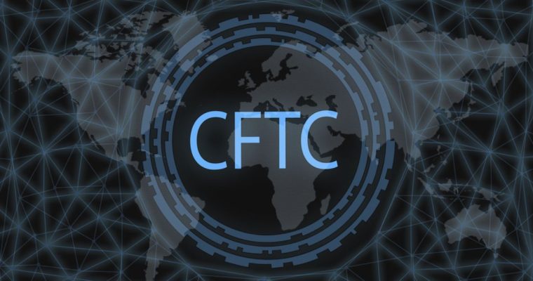 World Map Background in Gray and Black with Blue CFTC Text Overlay