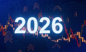 Glowing 2026 Numbers in Front of Abstract Financial Graph