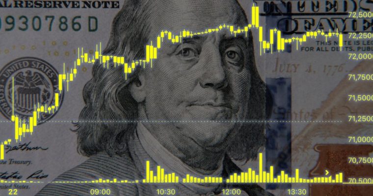 Close Up of $100 Bill Background to Yellow Financial Bar Graph