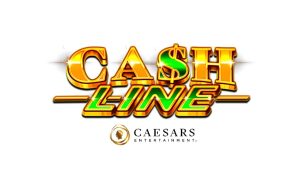 Gold and Lime Green Logo for Ca$hline Online Slot by Caesars Entertainment