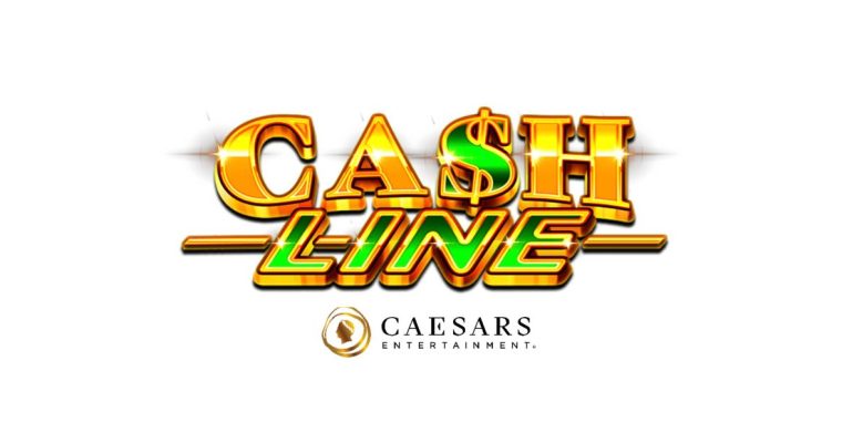 Gold and Lime Green Logo for Ca$hline Online Slot by Caesars Entertainment