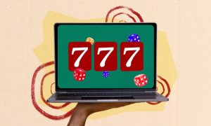 Green Screen with 3 Red 7's Displayed on MacBook Laptop