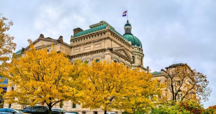 Yellow Folliage On Trees Outside the Indiana State Capitol Building
