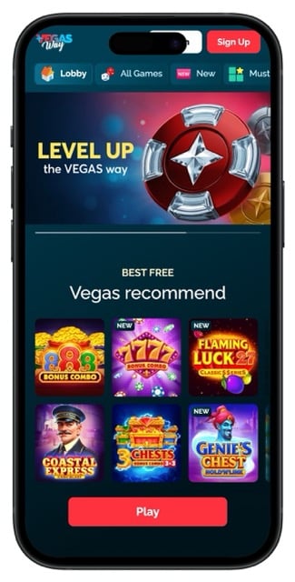 VegasWay Sweepstakes Casino homepage
