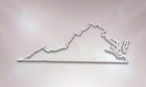 Outline of The State of Virginia on White Background