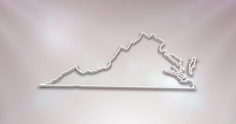 Outline of The State of Virginia on White Background