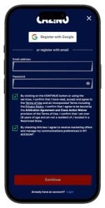 Cazino Casino Sign-Up Page