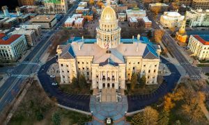 Aerial View of The State Capitol Building and the City of Denver in Colorado
