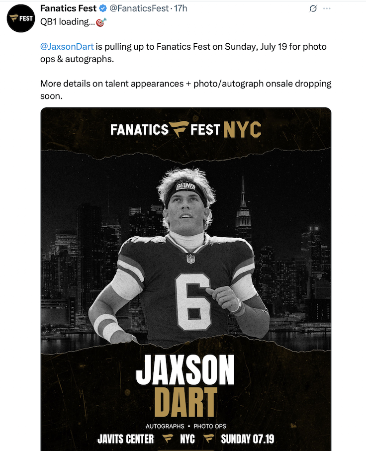 Fanatics Fest Post on X March 5, 2026