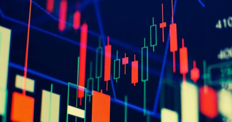 Close up of Colorful Financial Candlestick Graph