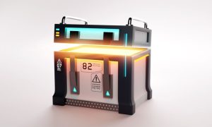 Illustration of White and Black Box With Lid Ajar and Yellow Light Shining Out