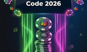 McLuck.com promotional image with text "McLuck Promo Code 2026", poker chips, and dice under neon green and purple lights.