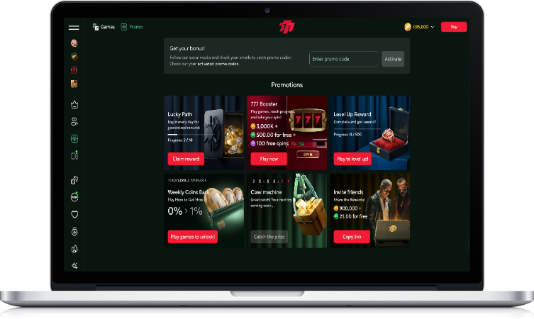Firesevens casino promotions screenshot laptop