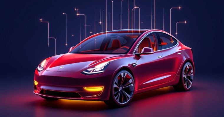 AI Generated Image of a Red Car that Looks Similar to a Tesla Model 3
