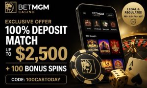 BetMGM Casino bonus code 100CASTODAY with $2,500 match and 100 bonus spins