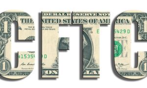 Letter CFTC Spelled Out with US One Dollar Print Fill