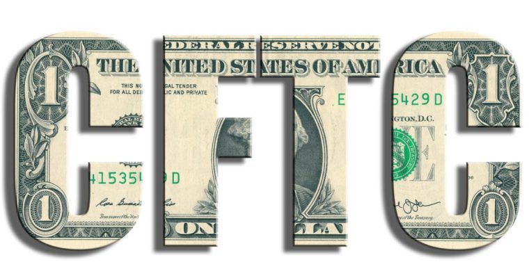 Letter CFTC Spelled Out with US One Dollar Print Fill