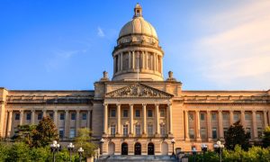 Blue Skies Behind the State Capitol Building in Kentucky USA