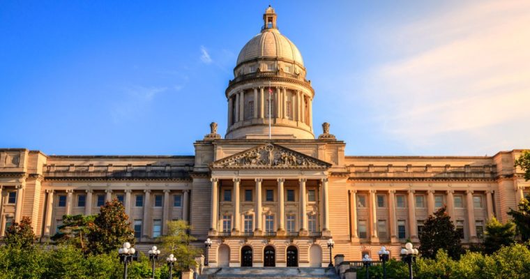 Blue Skies Behind the State Capitol Building in Kentucky USA