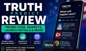 Truth Predict review graphic with prediction market app preview