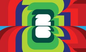Red, Green, White and Blue Geometric Design of Numbers 26